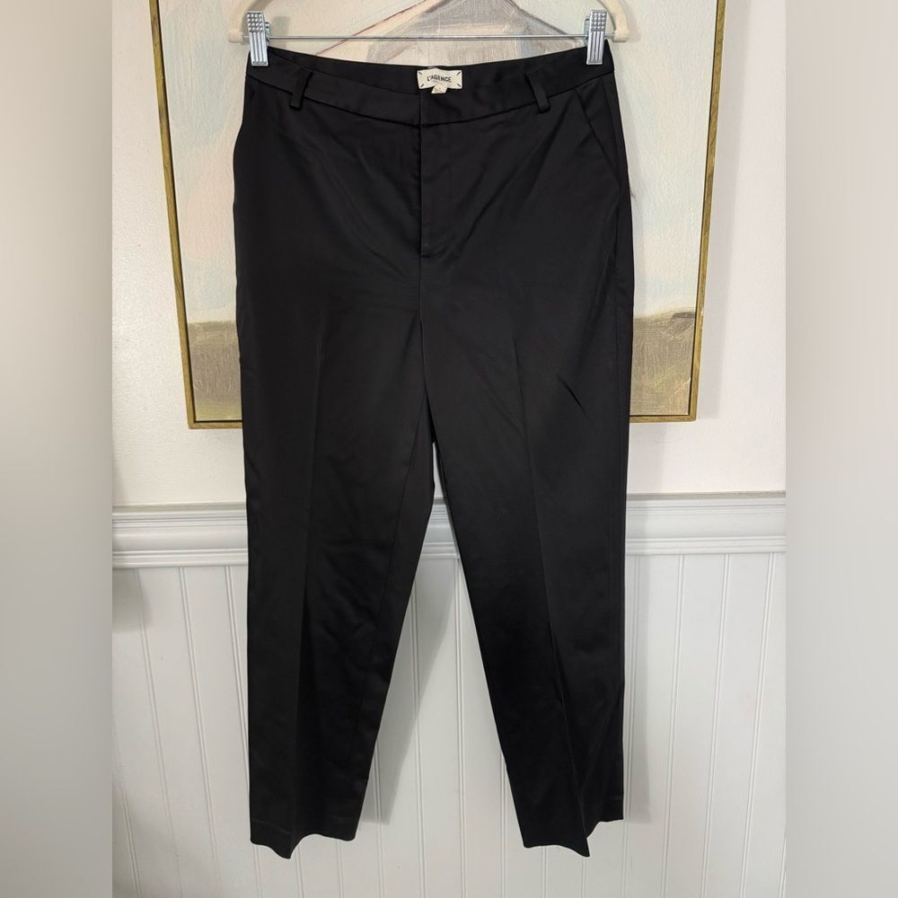 L'AGENCE Charcoal Satin Cropped Pants - Picture 2 of 7